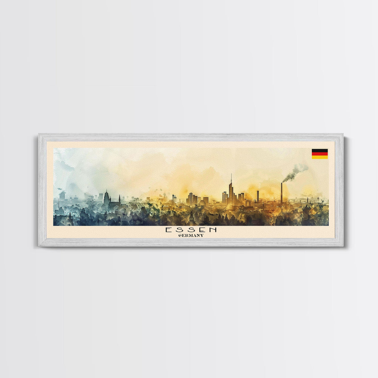 Essen Germany Travel Print Wall Art, Panoramic City Art, Travel Art, Wall Decor, Vacation Gift, Framed Canvas Print Or Metal Art