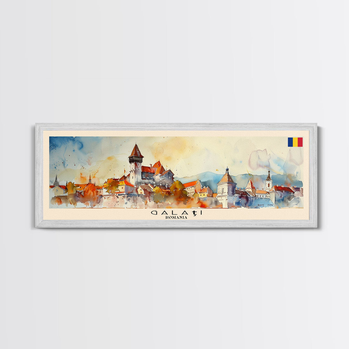 Galati Romania Travel Art, City Art, Framed Canvas Print or Metal Wall Art, Europe Travel Poster, Panoramic Wall Art, Extra Wide Wall Art