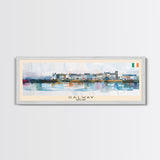 Galway Ireland Panoramic Travel Poster, Framed Canvas Print or Metal Wall Art, Travel Art, Home Decor, Panoramic Painting, Midcentury Art