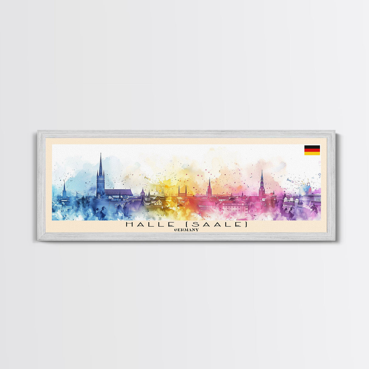 Halle Saale Germany Wall Art, Panoramic Travel Poster, Panoramic Framed Canvas Print, City Wall Art, Wall Hanging Home Decor, Travel Art