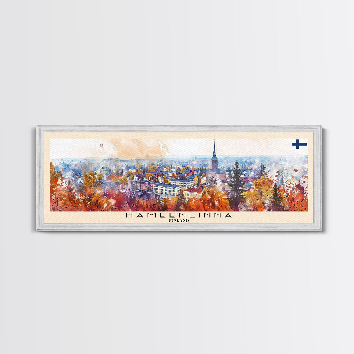 Hameenlinna Finland Travel Art, City Art, Framed Canvas Print or Metal Wall Art, Europe Travel Poster, Panoramic Wall Art, Extra Wide Wall Art