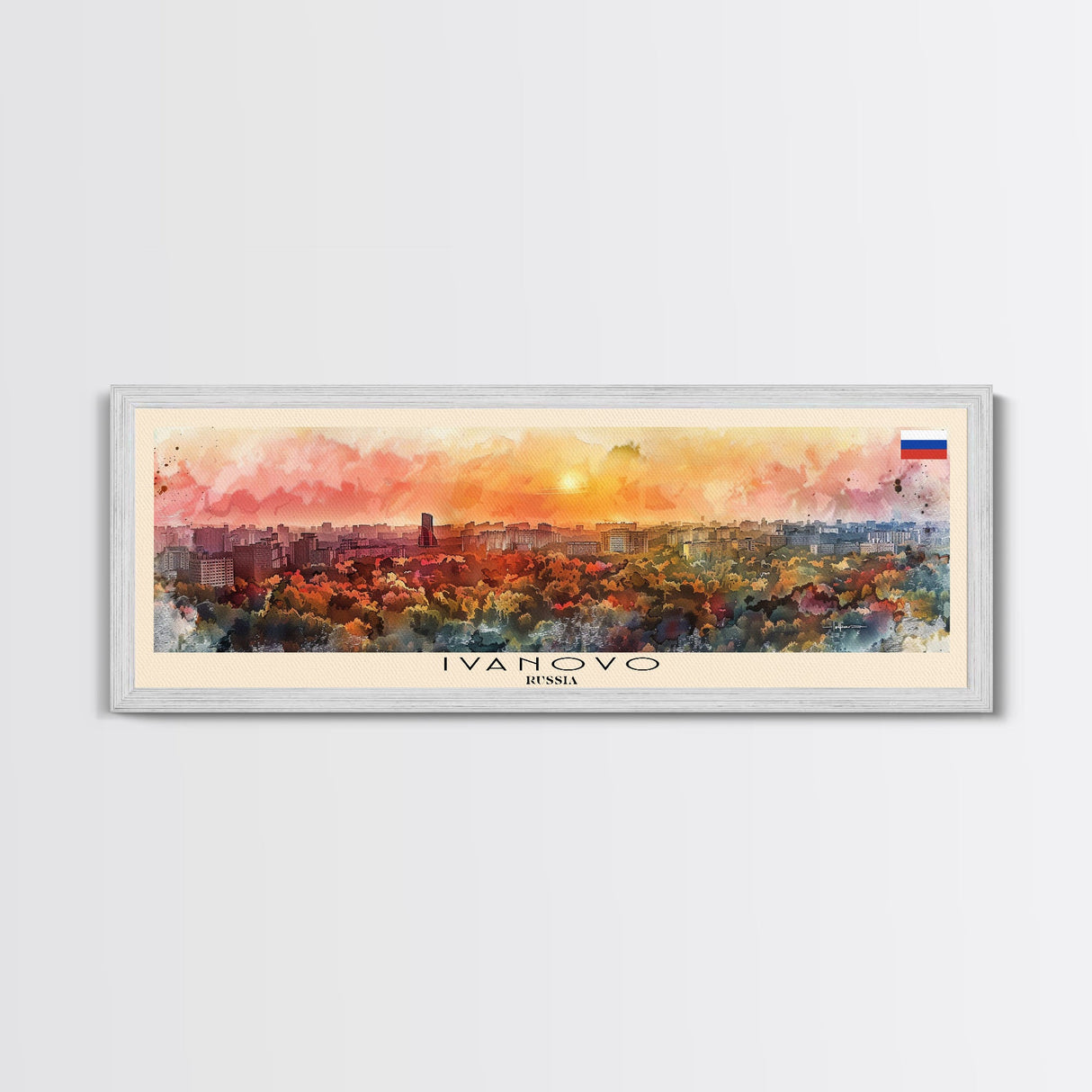 Ivanovo Russia Panoramic Travel Poster, Framed Canvas Print or Metal Wall Art, Travel Art, Home Decor, Panoramic Painting, Midcentury Art