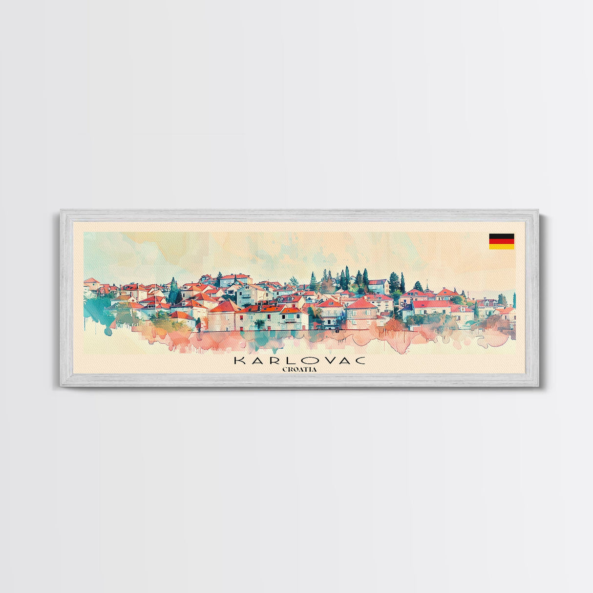 Karlovac Croatia Travel Art, City Art, Framed Canvas Print or Metal Wall Art, Europe Travel Poster, Panoramic Wall Art, Extra Wide Wall Art