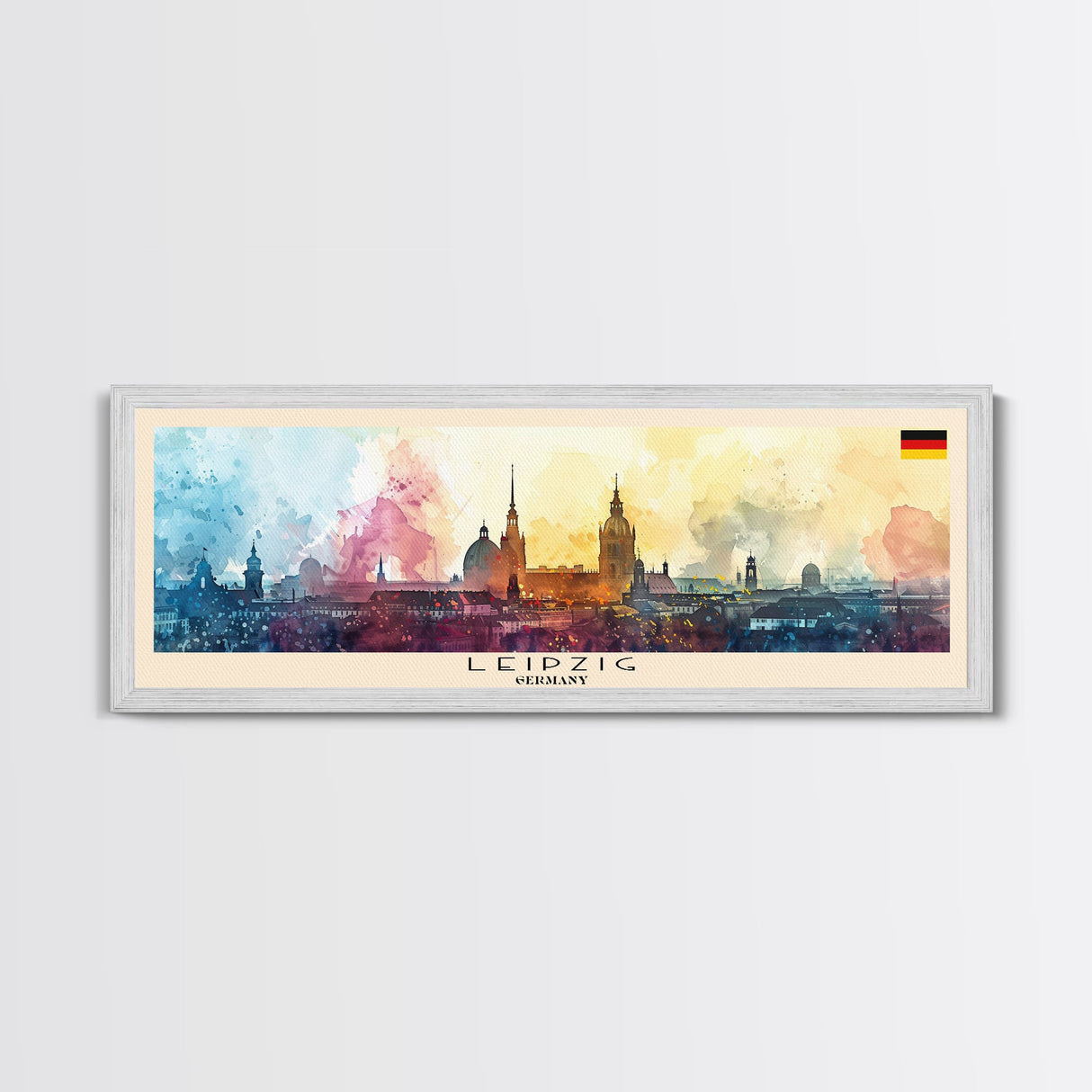 Leipzig Germany Travel Art, City Art, Framed Canvas Print or Metal Wall Art, Europe Travel Poster, Panoramic Wall Art, Extra Wide Wall Art