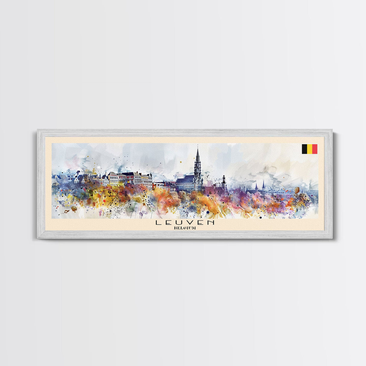 Leuven Belgium Wall Art, Panoramic Travel Poster, Panoramic Framed Canvas Print, City Wall Art, Wall Hanging Home Decor, Travel Art