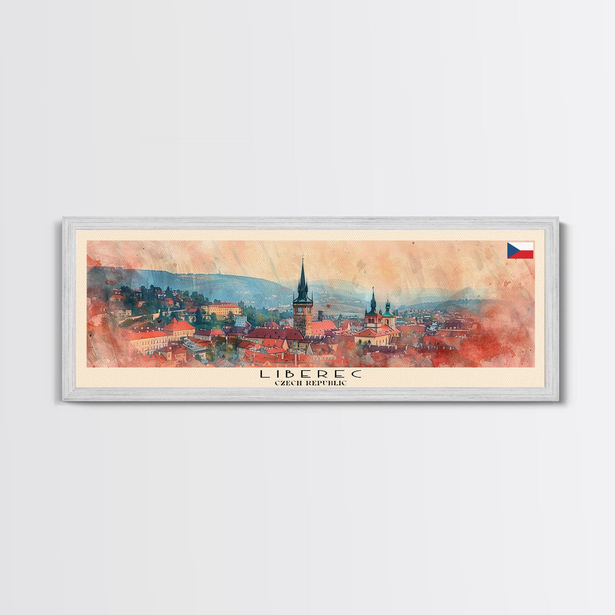 Liberec Czech Republic Travel Art, City Art, Framed Canvas Print or Metal Wall Art, Europe Travel Poster, Panoramic Wall Art, Extra Wide Wall Art