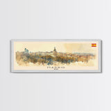 Madrid Spain Panoramic Travel Poster, Framed Canvas Print or Metal Wall Art, Travel Art, Home Decor, Panoramic Painting, Midcentury Art