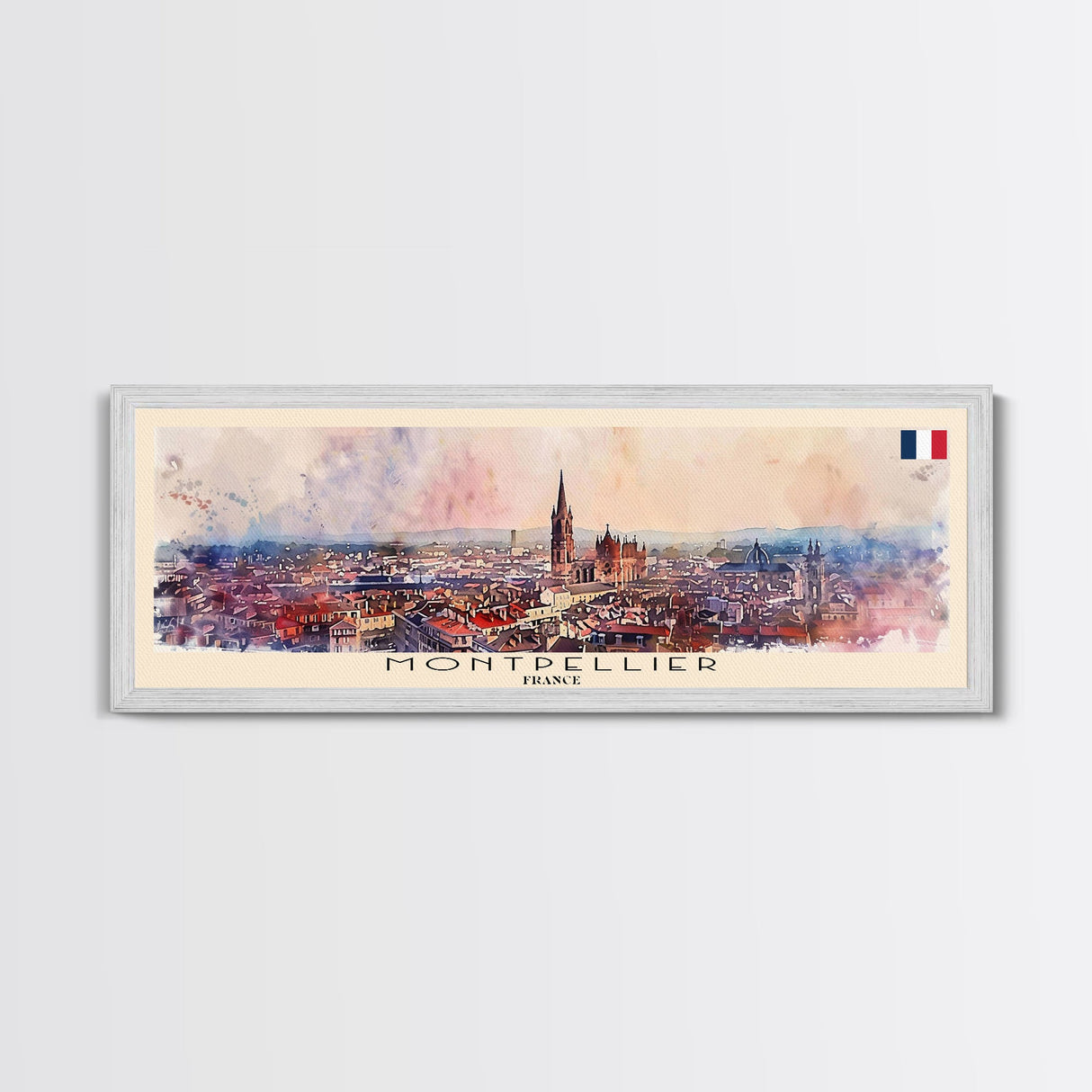 Montpellier France Wall Art, Panoramic Travel Poster, Panoramic Framed Canvas Print, City Wall Art, Wall Hanging Home Decor, Travel Art