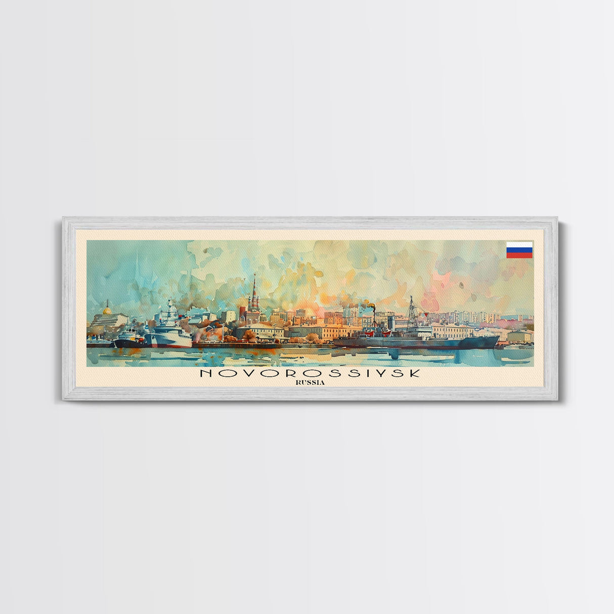 Novorossiysk Russia Wall Art, Panoramic Travel Poster, Panoramic Framed Canvas Print, City Wall Art, Wall Hanging Home Decor, Travel Art