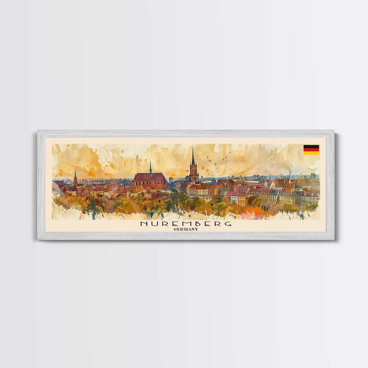 Nuremberg Germany Travel Art, City Art, Framed Canvas Print or Metal Wall Art, Europe Travel Poster, Panoramic Wall Art, Extra Wide Wall Art