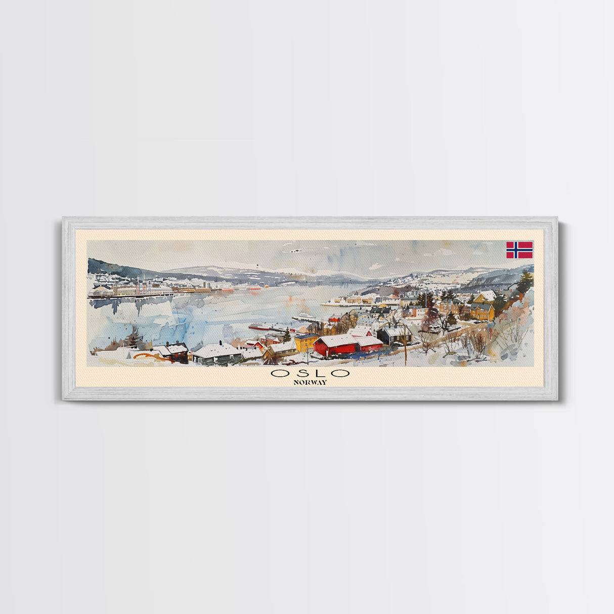 Oslo Norway Travel Art, City Art, Framed Canvas Print or Metal Wall Art, Europe Travel Poster, Panoramic Wall Art, Extra Wide Wall Art