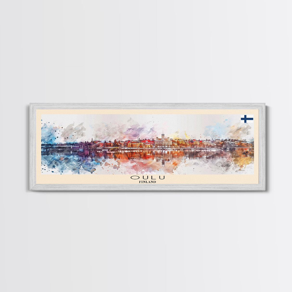 Oulu Finland Travel Print Wall Art, Panoramic City Art, Travel Art, Wall Decor, Vacation Gift, Framed Canvas Print Or Metal Art