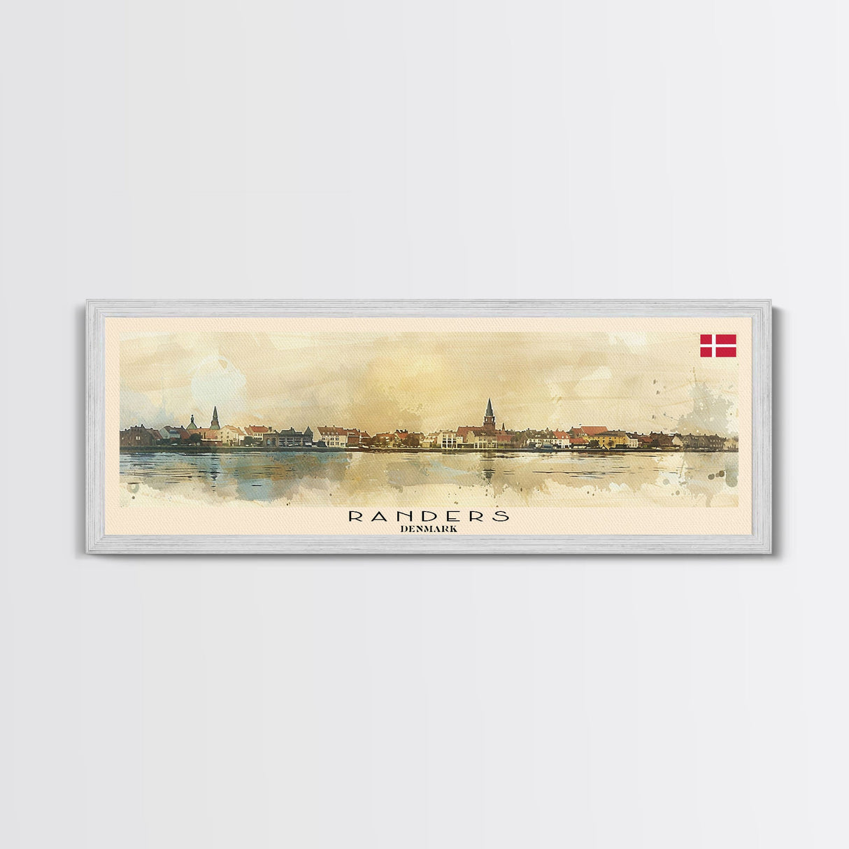 Randers Denmark Travel Art, City Art, Framed Canvas Print or Metal Wall Art, Europe Travel Poster, Panoramic Wall Art, Extra Wide Wall Art