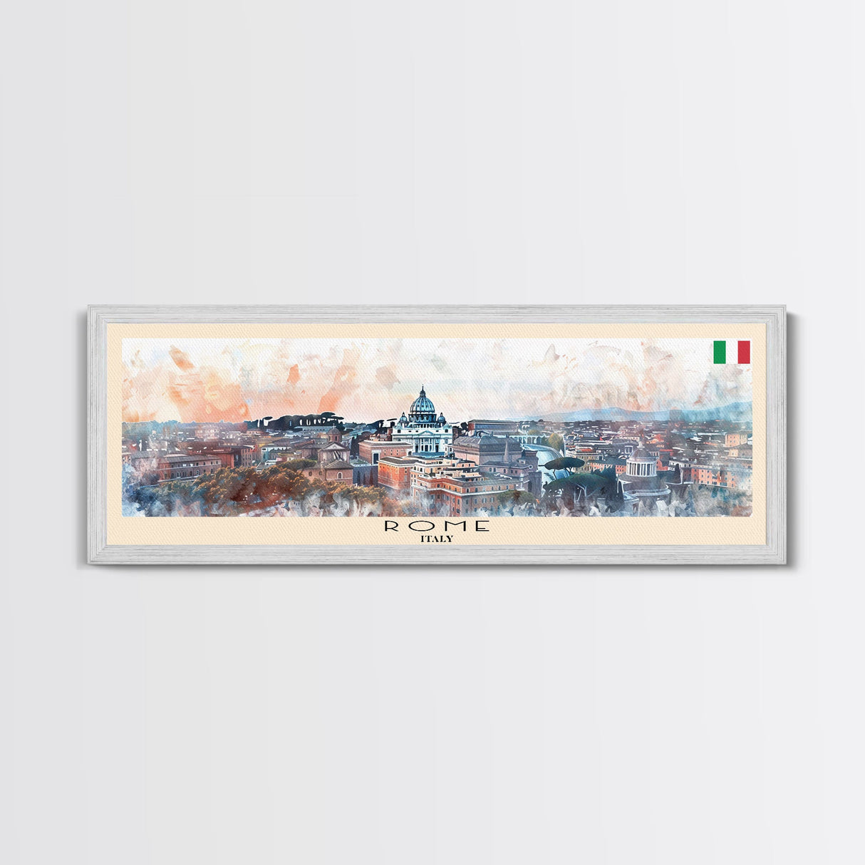 Rome Italy Travel Print Wall Art, Panoramic City Art, Travel Art, Wall Decor, Vacation Gift, Framed Canvas Print Or Metal Art