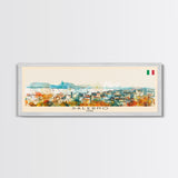 Salerno Italy Travel Art, City Art, Framed Canvas Print or Metal Wall Art, Europe Travel Poster, Panoramic Wall Art, Extra Wide Wall Art