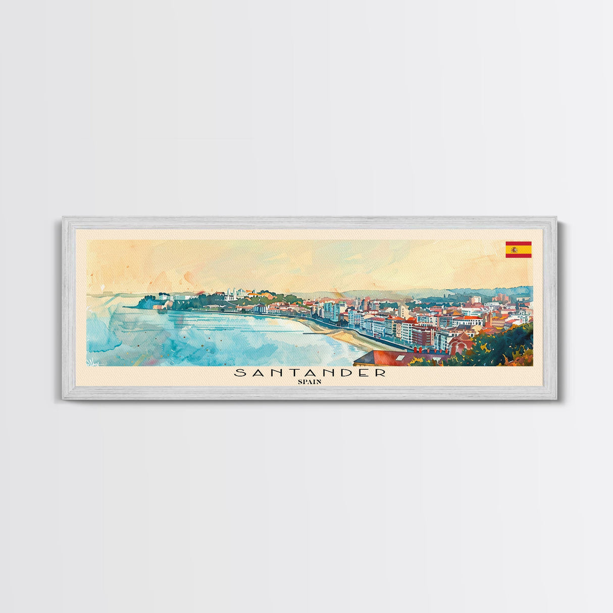 Santander Spain Travel Print Wall Art, Panoramic City Art, Travel Art, Wall Decor, Vacation Gift, Framed Canvas Print Or Metal Art