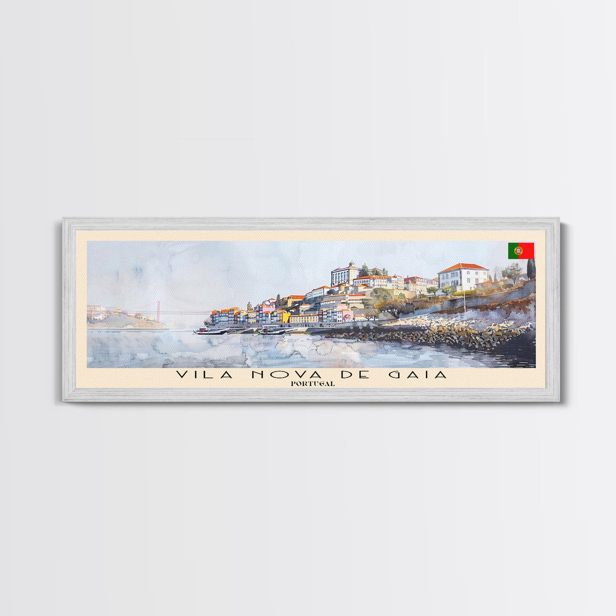 Vila Nova de Gaia Portugal Travel Print Wall Art, Panoramic City Art, Travel Art, Wall Decor, Vacation Gift, Framed Canvas Print Or Metal Art