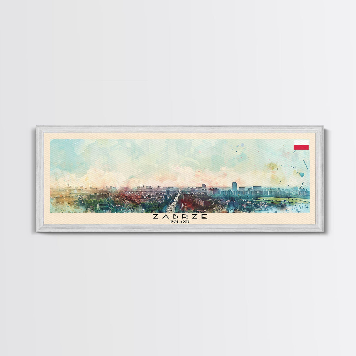 Zabrze Poland Wall Art, Panoramic Travel Poster, Panoramic Framed Canvas Print, City Wall Art, Wall Hanging Home Decor, Travel Art