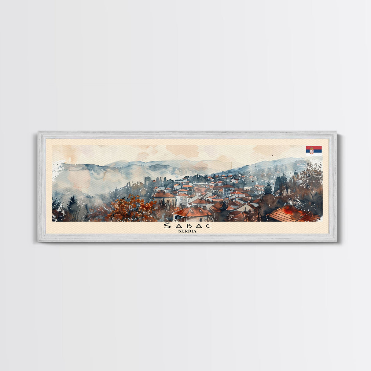 Šabac Serbia Wall Art, Panoramic Travel Poster, Panoramic Framed Canvas Print, City Wall Art, Wall Hanging Home Decor, Travel Art