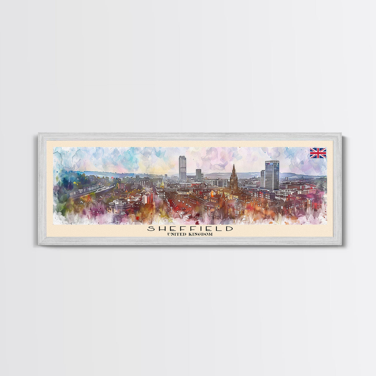 Sheffield United Kingdom Wall Art, Panoramic Travel Poster, Panoramic Framed Canvas Print, City Wall Art, Wall Hanging Home Decor, Travel Art