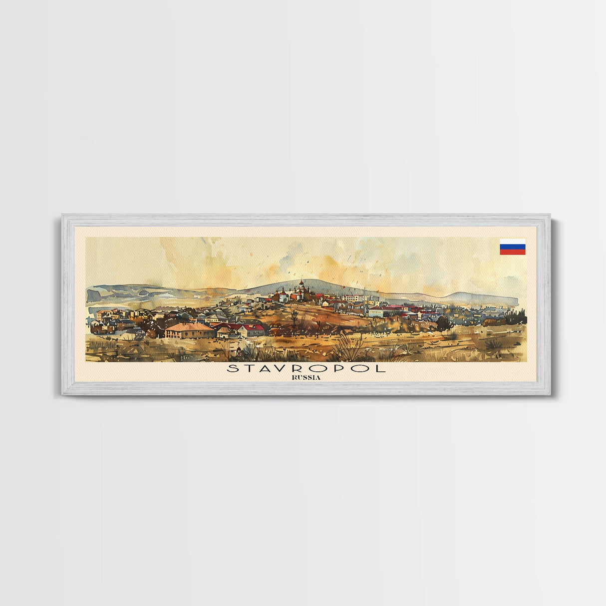 Stavropol Russia Panoramic Travel Poster, Framed Canvas Print or Metal Wall Art, Travel Art, Home Decor, Panoramic Painting, Midcentury Art