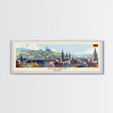 Aachen Germany  Panoramic Travel Poster, Framed Canvas Print or Metal Wall Art, Travel Art, Home Decor, Panoramic Painting, Midcentury Art