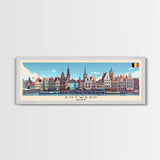 Antwerp Belgium Wall Art, Panoramic Travel Poster, Panoramic Framed Canvas Print, City Wall Art, Wall Hanging Home Decor, Travel Art