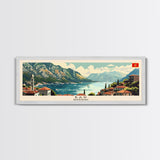 Bar Montenegro Panoramic Travel Poster, Framed Canvas Print or Metal Wall Art, Travel Art, Home Decor, Panoramic Painting, Midcentury Art