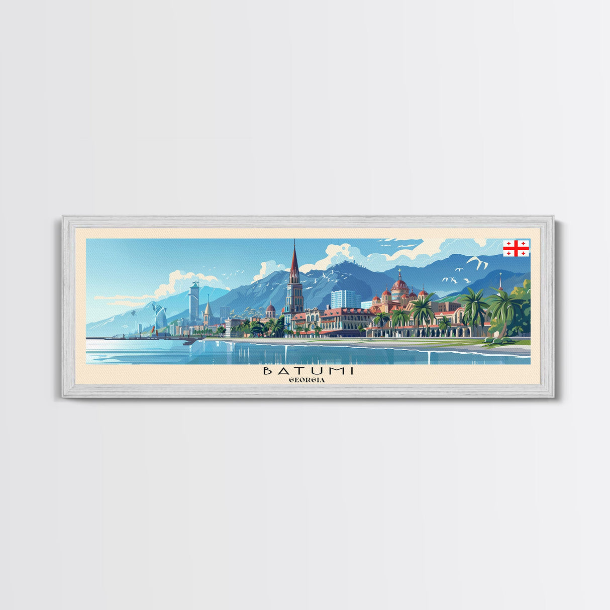 Batumi Georgia Wall Art, Panoramic Travel Poster, Panoramic Framed Canvas Print, City Wall Art, Wall Hanging Home Decor, Travel Art