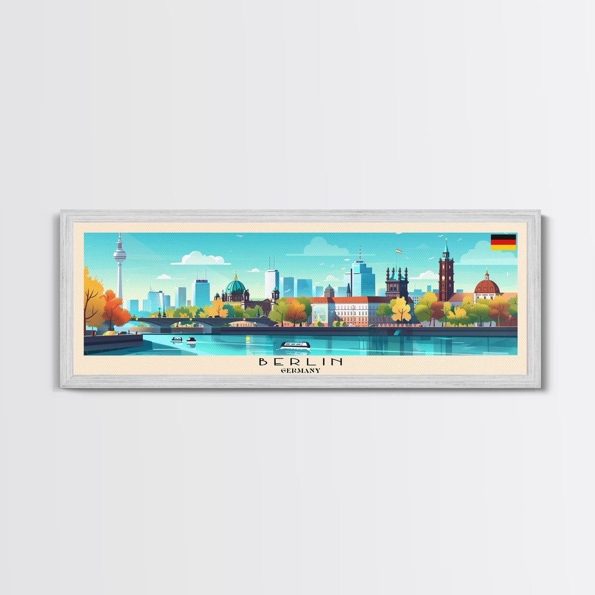 Berlin Germany Travel Print Wall Art, Panoramic City Art, Travel Art, Wall Decor, Vacation Gift, Framed Canvas Print Or Metal Art