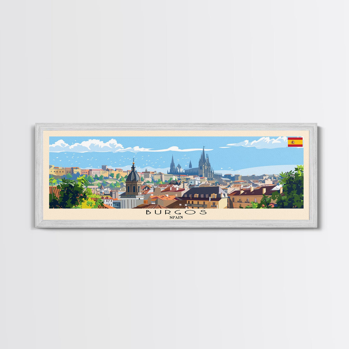 Burgos Spain Wall Art, Panoramic Travel Poster, Panoramic Framed Canvas Print, City Wall Art, Wall Hanging Home Decor, Travel Art