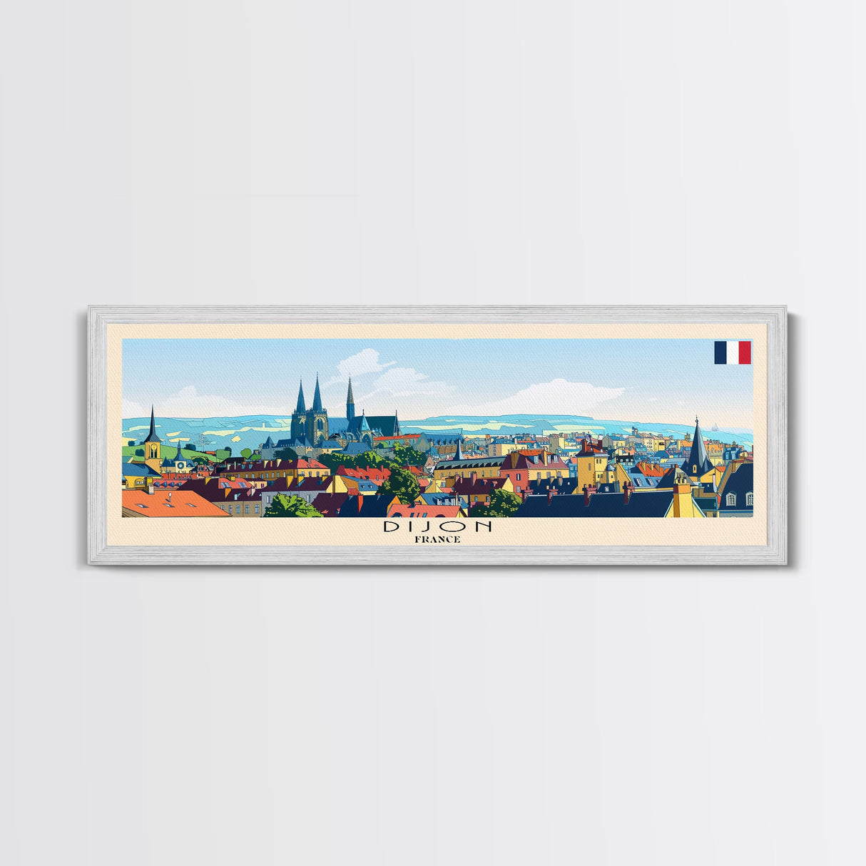 Dijon France Travel Art, City Art, Framed Canvas Print or Metal Wall Art, Europe Travel Poster, Panoramic Wall Art, Extra Wide Wall Art