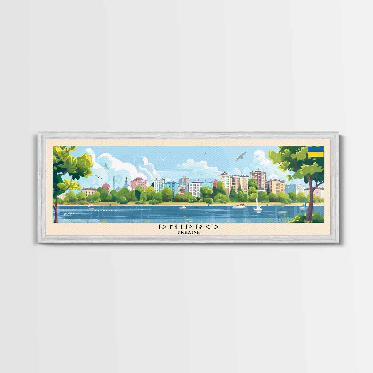 Dnipro Ukraine Wall Art, Panoramic Travel Poster, Panoramic Framed Canvas Print, City Wall Art, Wall Hanging Home Decor, Travel Art