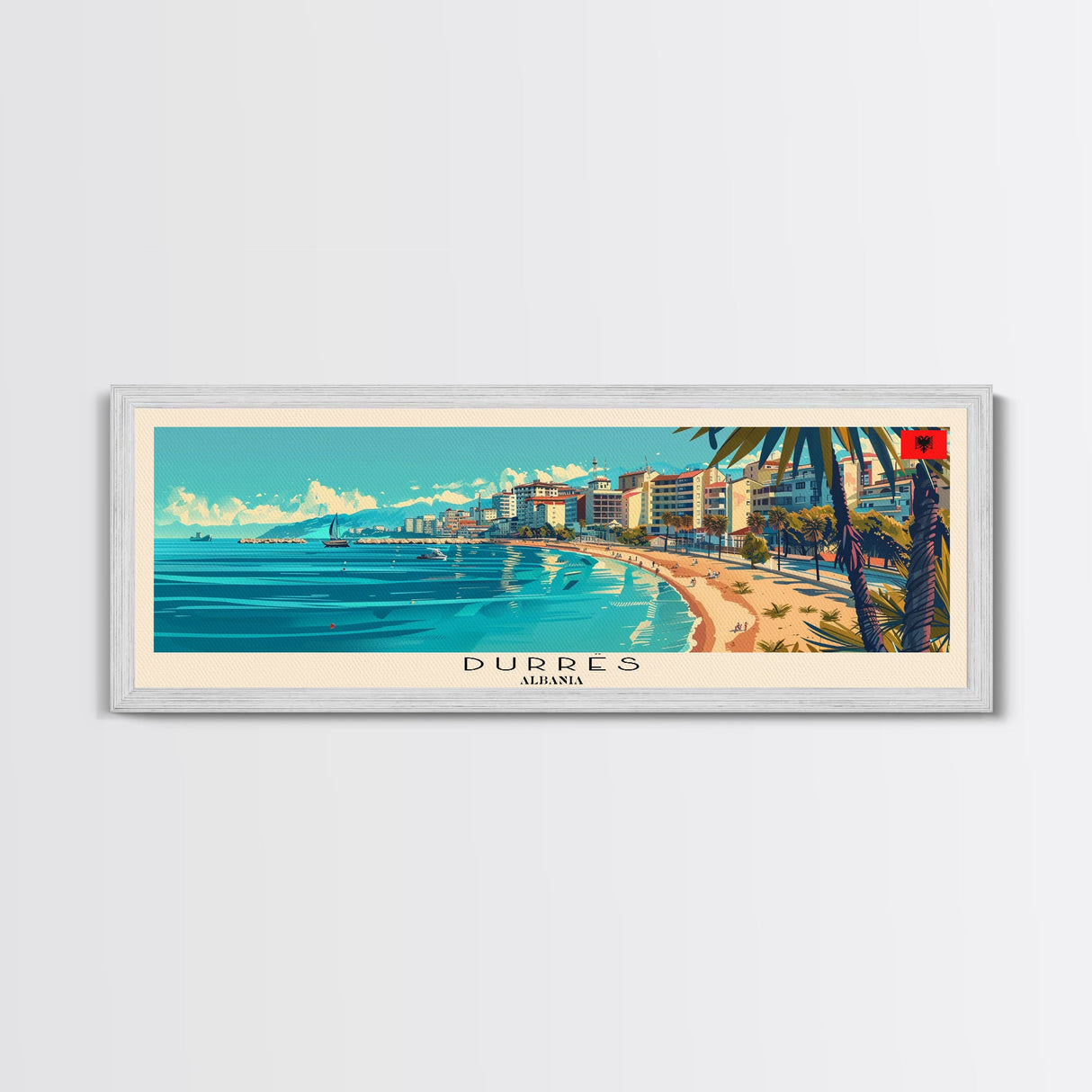 Durres Albania Travel Print Wall Art, Panoramic City Art, Travel Art, Wall Decor, Vacation Gift, Framed Canvas Print Or Metal Art