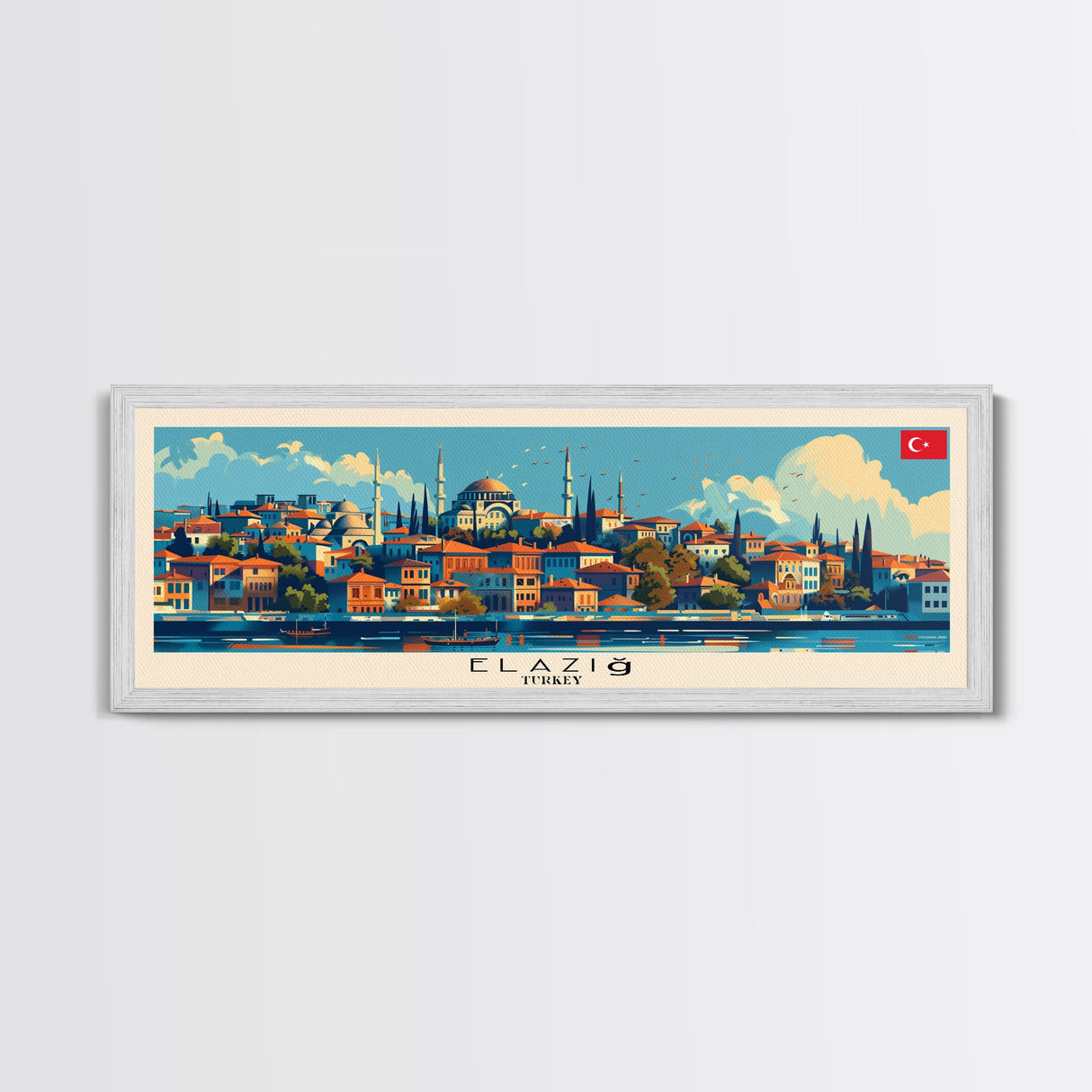 Elazig Turkey Wall Art, Panoramic Travel Poster, Panoramic Framed Canvas Print, City Wall Art, Wall Hanging Home Decor, Travel Art