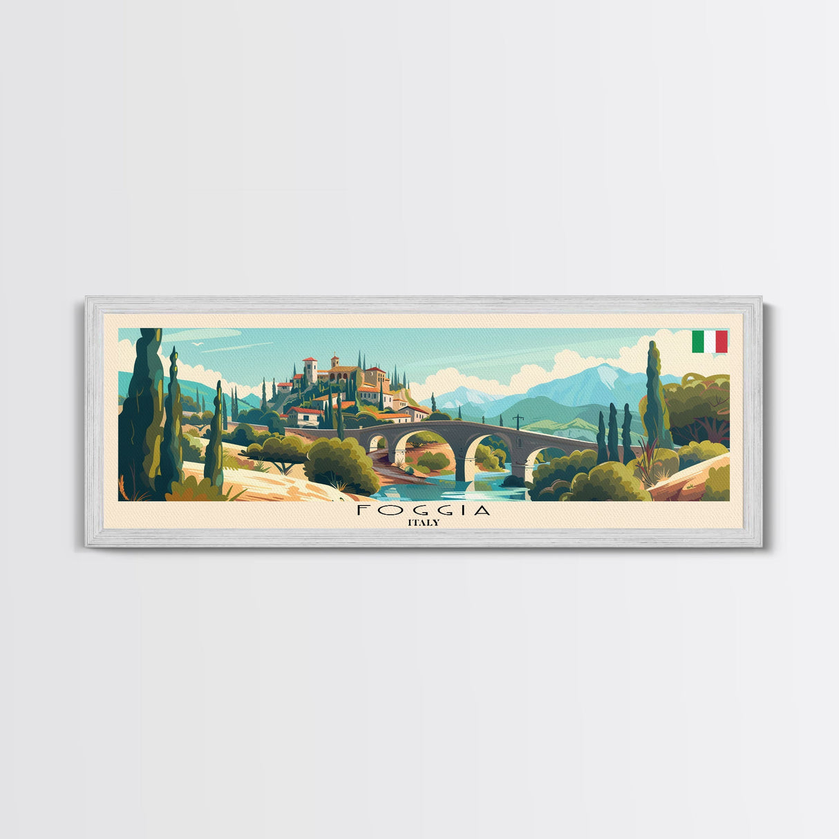 Foggia Italy Wall Art, Panoramic Travel Poster, Panoramic Framed Canvas Print, City Wall Art, Wall Hanging Home Decor, Travel Art