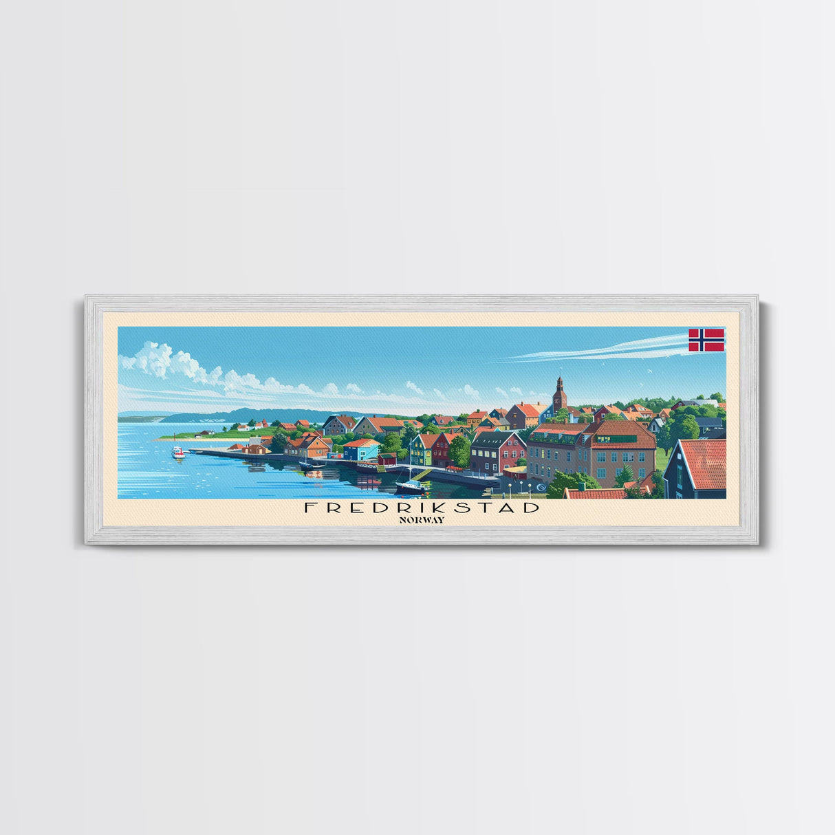 Fredrikstad Norway Travel Art, City Art, Framed Canvas Print or Metal Wall Art, Europe Travel Poster, Panoramic Wall Art, Extra Wide Wall Art