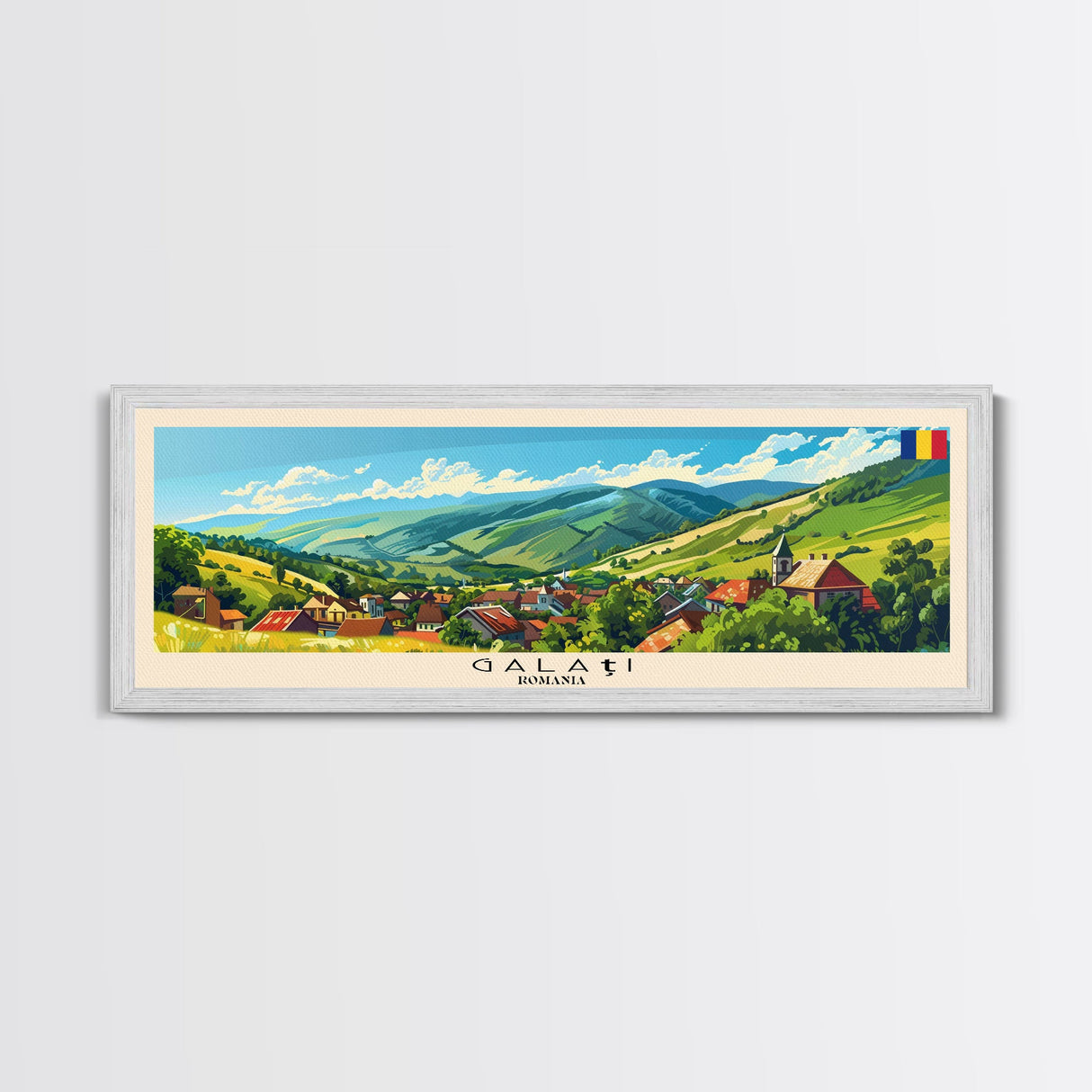 Galati Romania Travel Art, City Art, Framed Canvas Print or Metal Wall Art, Europe Travel Poster, Panoramic Wall Art, Extra Wide Wall Art