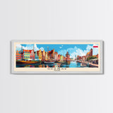 Gdansk Poland Travel Print Wall Art, Panoramic City Art, Travel Art, Wall Decor, Vacation Gift, Framed Canvas Print Or Metal Art