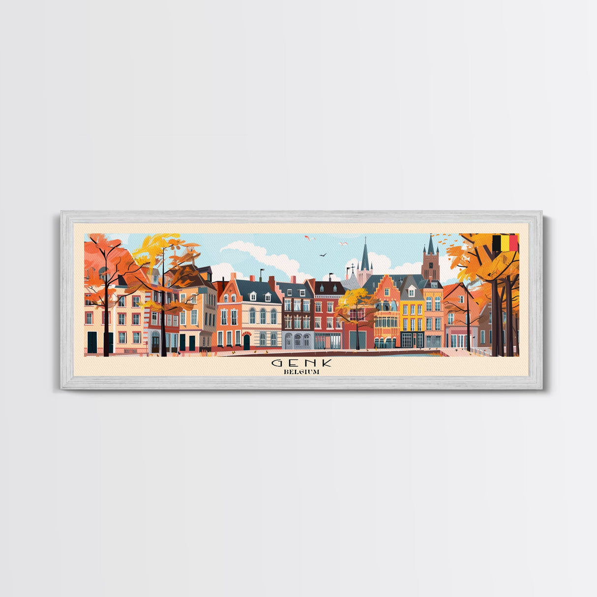 Genk Belgium Travel Print Wall Art, Panoramic City Art, Travel Art, Wall Decor, Vacation Gift, Framed Canvas Print Or Metal Art