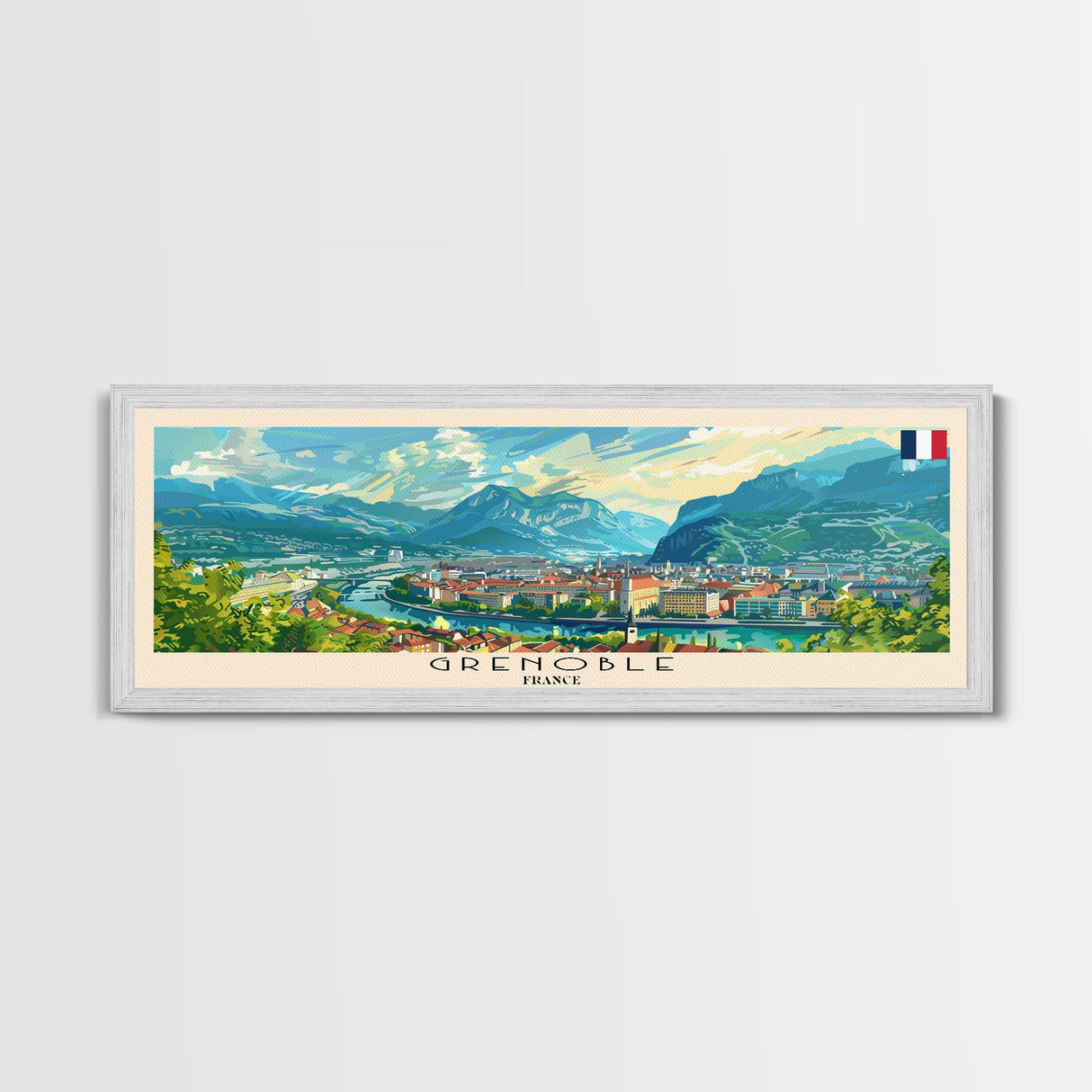 Grenoble France Travel Print Wall Art, Panoramic City Art, Travel Art, Wall Decor, Vacation Gift, Framed Canvas Print Or Metal Art