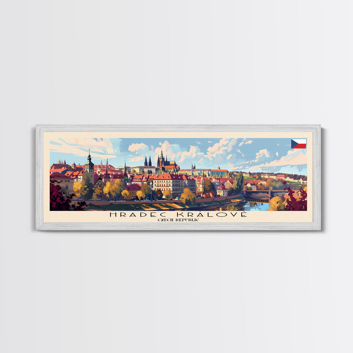 Hradec Czech Republic Travel Art, City Art, Framed Canvas Print or Metal Wall Art, Europe Travel Poster, Panoramic Wall Art, Extra Wide Wall Art