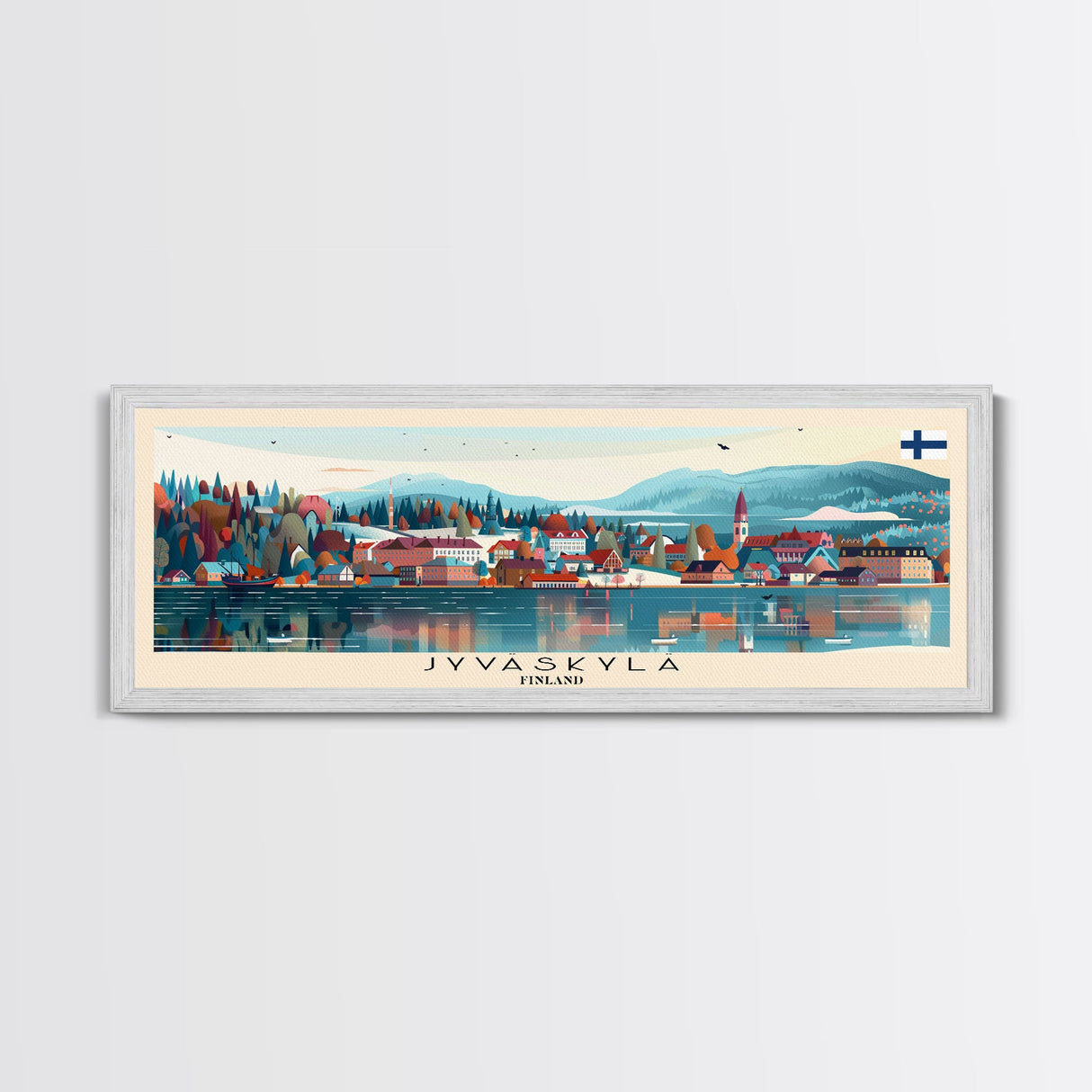 Jyvaskyla Finland Travel Art, City Art, Framed Canvas Print or Metal Wall Art, Europe Travel Poster, Panoramic Wall Art, Extra Wide Wall Art