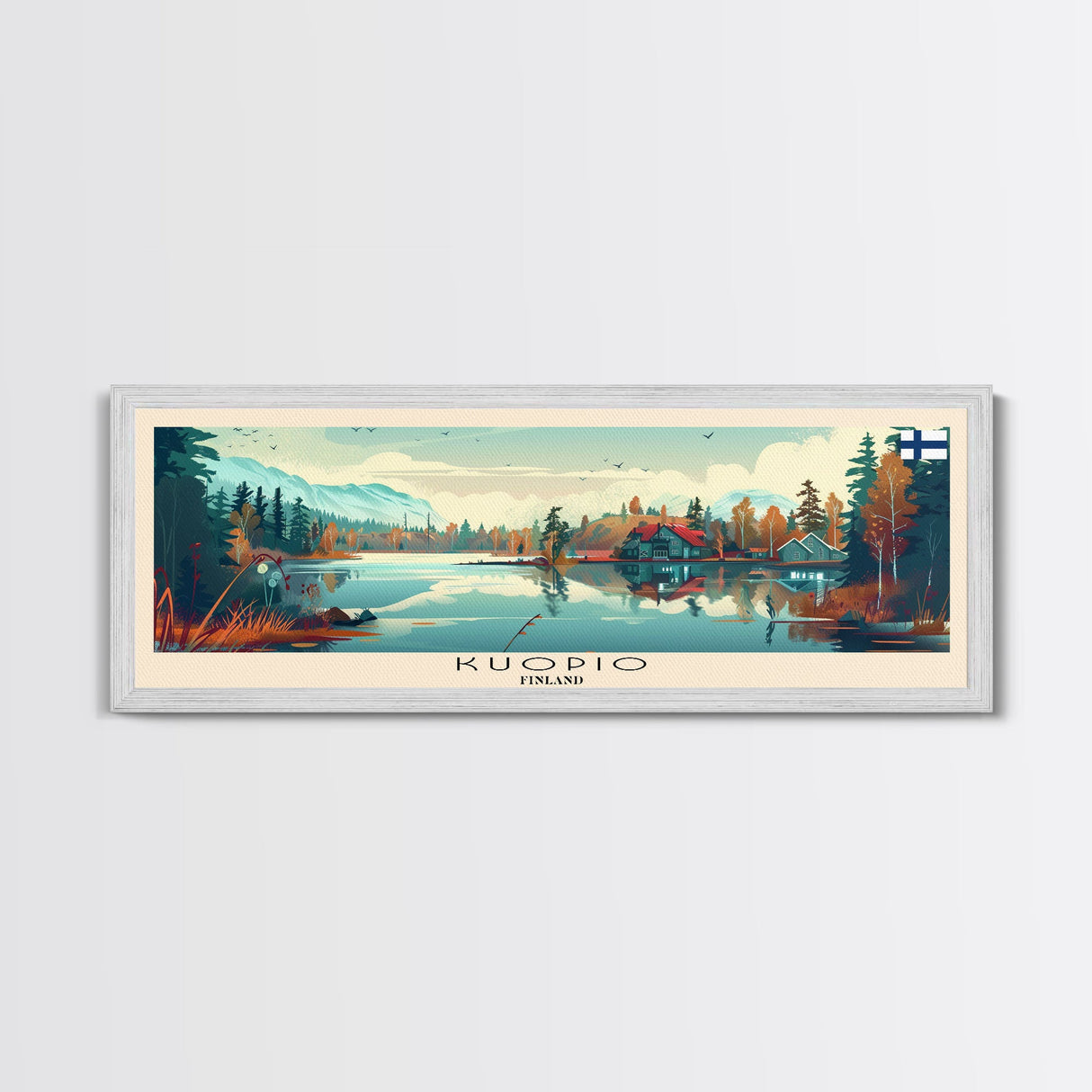 Kuopio Finland Wall Art, Panoramic Travel Poster, Panoramic Framed Canvas Print, City Wall Art, Wall Hanging Home Decor, Travel Art