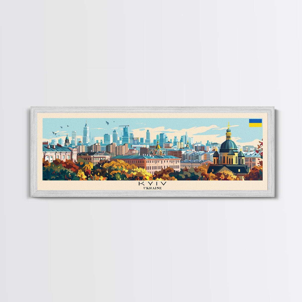 Kyiv Ukraine Wall Art, Panoramic Travel Poster, Panoramic Framed Canvas Print, City Wall Art, Wall Hanging Home Decor, Travel Art