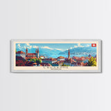 Lausanne Switzerland Travel Art, City Art, Framed Canvas Print or Metal Wall Art, Europe Travel Poster, Panoramic Wall Art, Extra Wide Wall Art