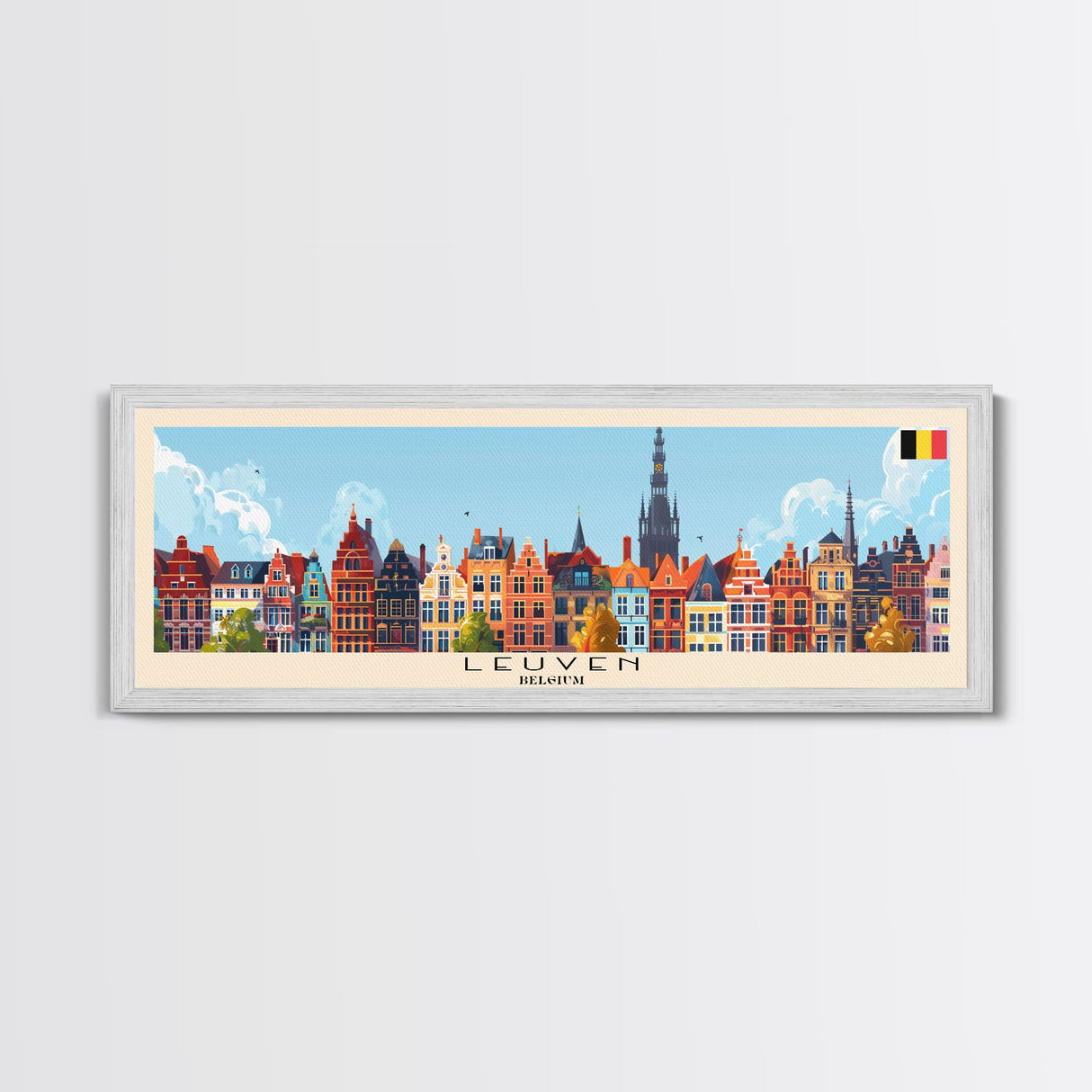 Leuven Belgium Travel Print Wall Art, Panoramic City Art, Travel Art, Wall Decor, Vacation Gift, Framed Canvas Print Or Metal Art