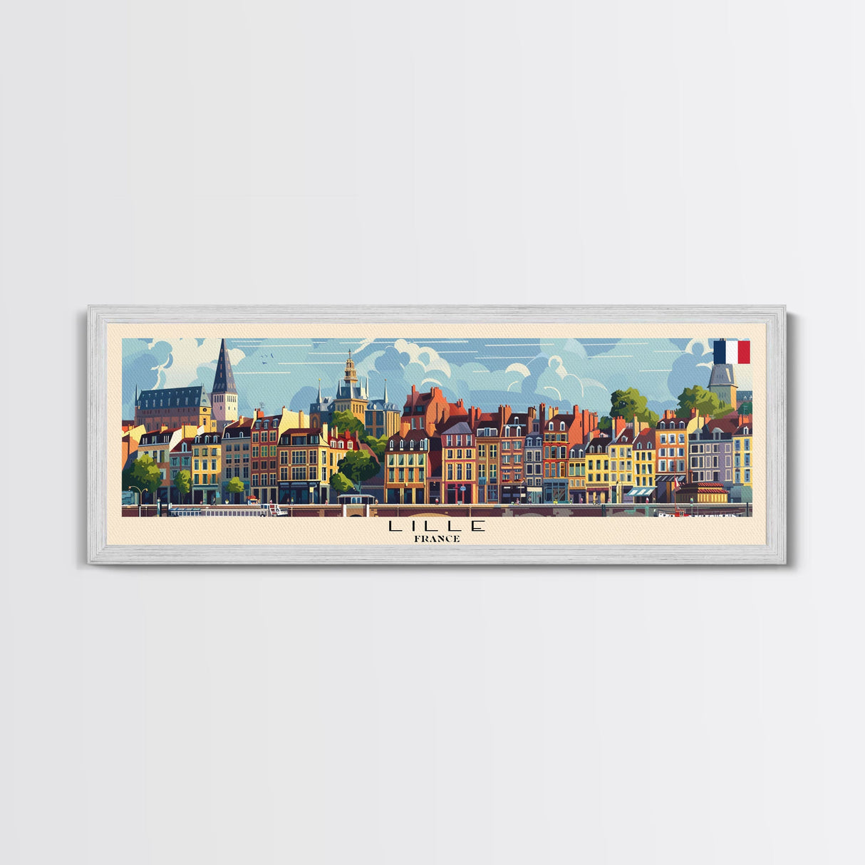 Lille France Wall Art, Panoramic Travel Poster, Panoramic Framed Canvas Print, City Wall Art, Wall Hanging Home Decor, Travel Art