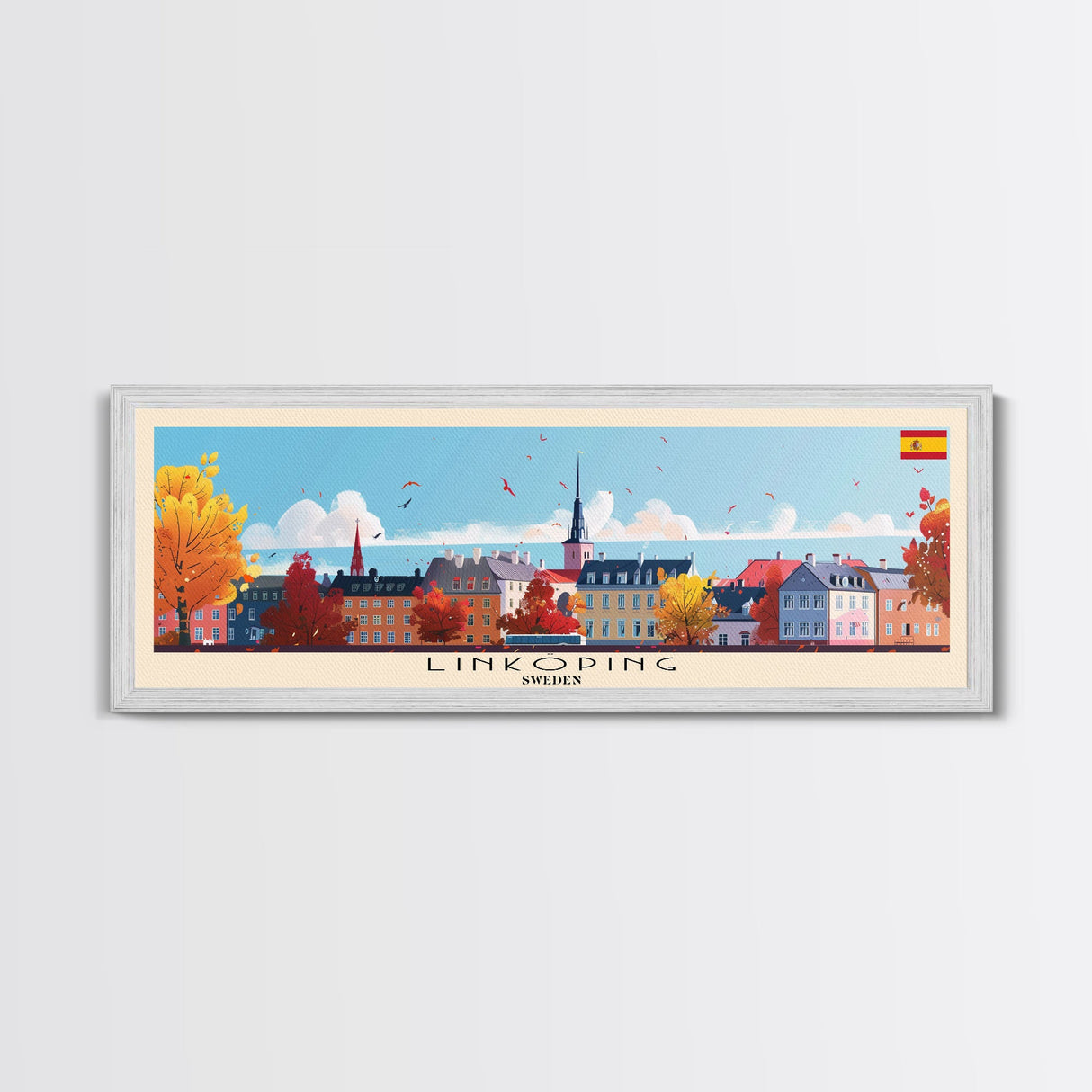 Linkoping Sweden Travel Art, City Art, Framed Canvas Print or Metal Wall Art, Europe Travel Poster, Panoramic Wall Art, Extra Wide Wall Art