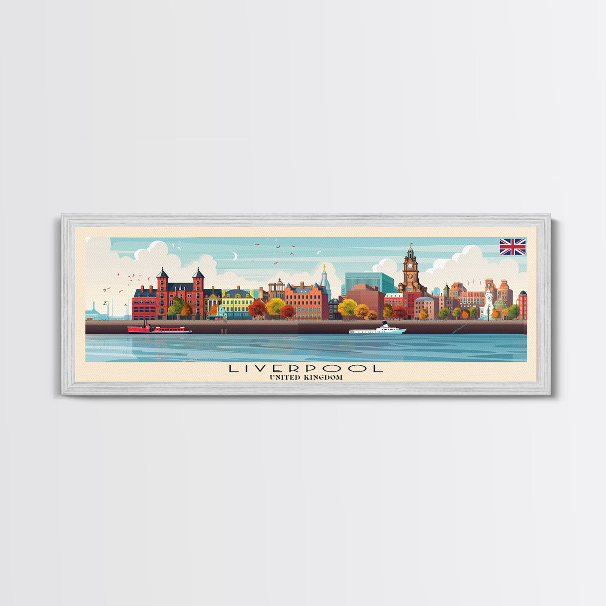 Liverpool United Kingdom Travel Art, City Art, Framed Canvas Print or Metal Wall Art, Europe Travel Poster, Panoramic Wall Art, Extra Wide Wall Art